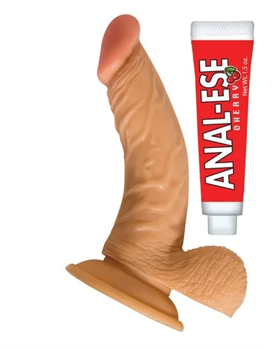 All American Whoppers 6.5-Inch Curved Dong With Balls Lube -Flesh