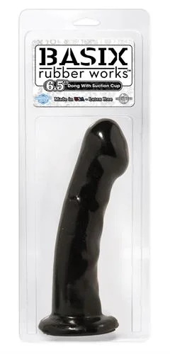 Basix Rubber Works - 6.5 Inch Dong With Suction Cup - Black