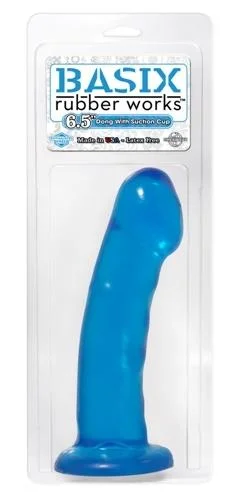 Basix Rubber Works - 6.5 Inch Dong With Suction Cup - Blue