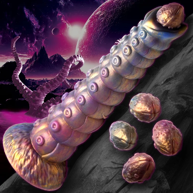 Deep Invader Tentacle Ovipositor Silicone Fantasy Role Play Dildo With Eggs