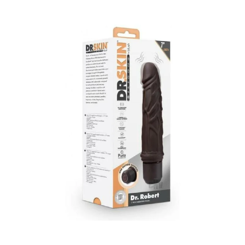 DR. SKIN SILICONE DR. ROBERT 7 IN VIBRATING DILDO BROWN