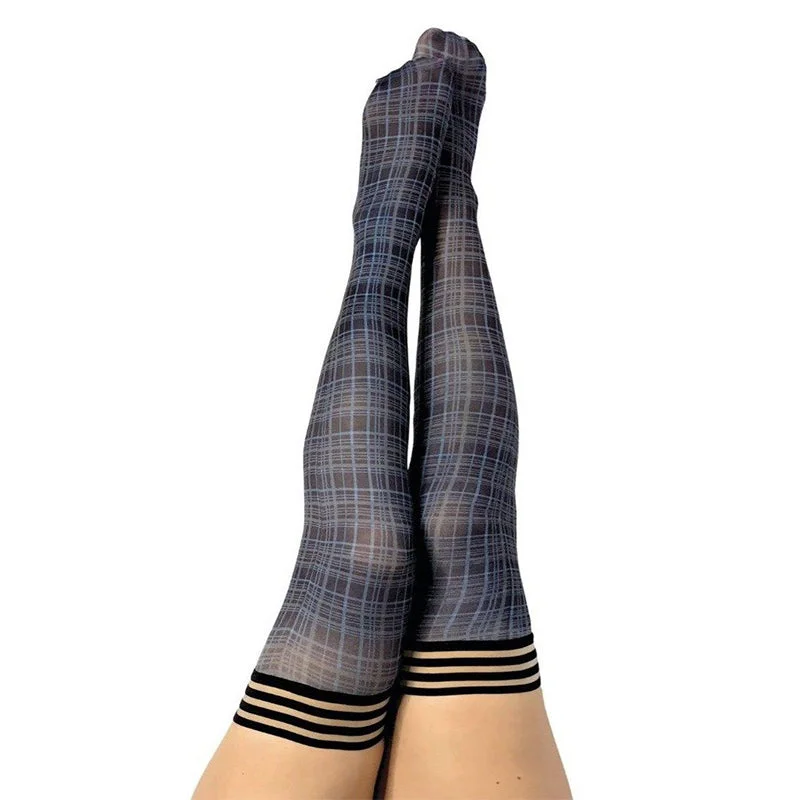 Kixies Debbie Plaid Thigh-High Navy Size B