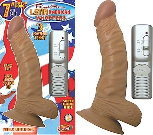 Latin American Whoppers 7inch Vibrating Dong With  Balls-Latin