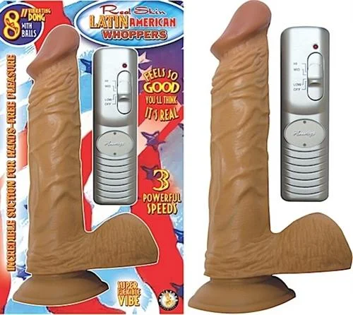 Latin American Whoppers 8inch Vibrating Dong With Balls-Latin