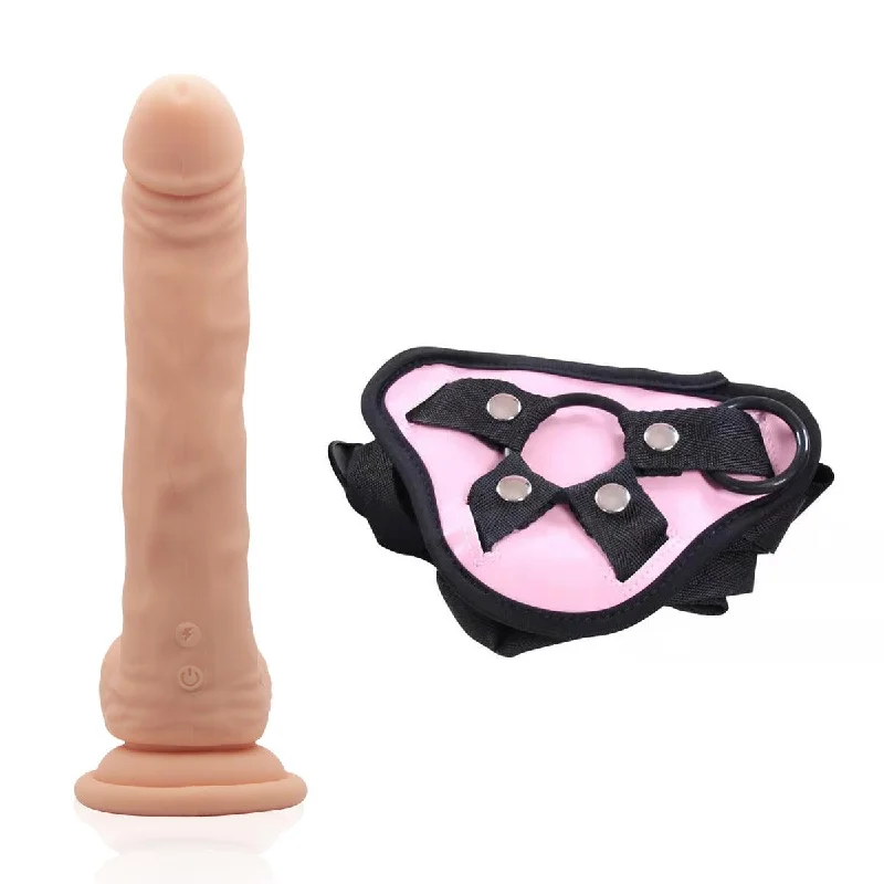 Neojoy - Biggy Vibrating Dildo With Strap-On Dong - Flesh - 18cm - 7.1 inch