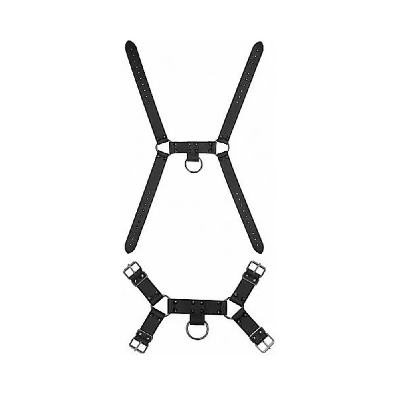 Ouch! Skulls & Bones Male Harness with Spikes Black