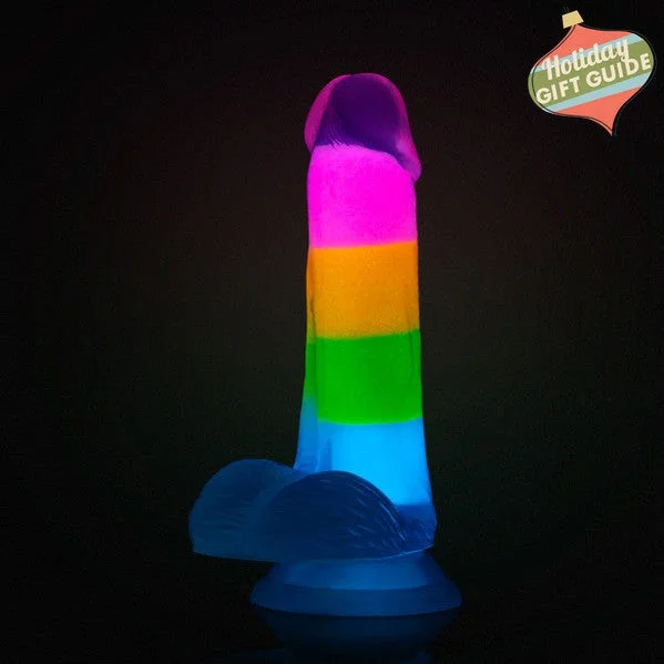 Rainbow Rave Glow in the Dark 6.5 Inch Silicone Dildo