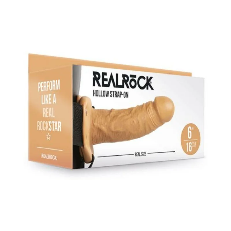 Realrock Hollow Strap-on Without Balls 6 In. Caramel