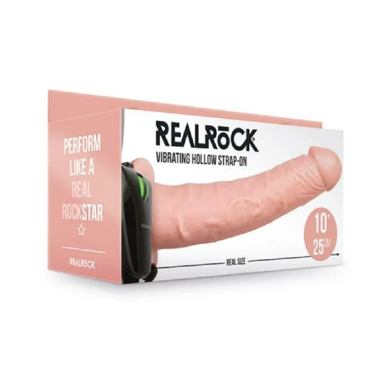 Realrock Vibrating Hollow Strap-on Without Balls 10 In. Vanilla