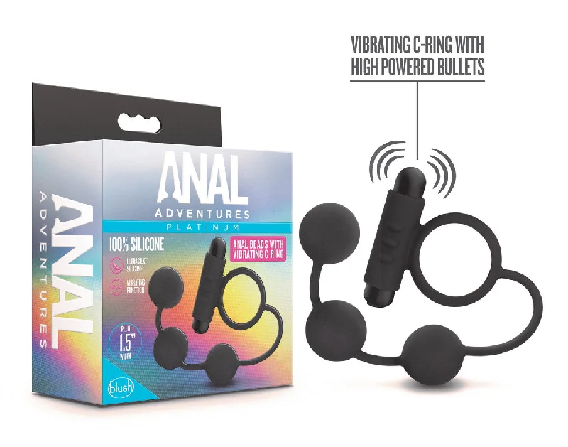 Anal Adventures Platinum By Blush® | Black 13.5-Inch Vibrating Anal Beads