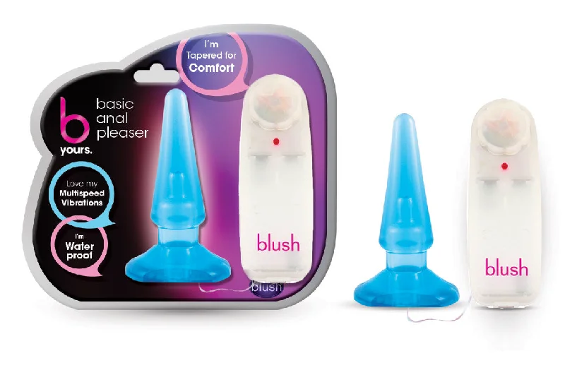 B Yours By Blush® | Basic Pleaser Remote-Control Blue 4.25-Inch Vibrating Anal Plug