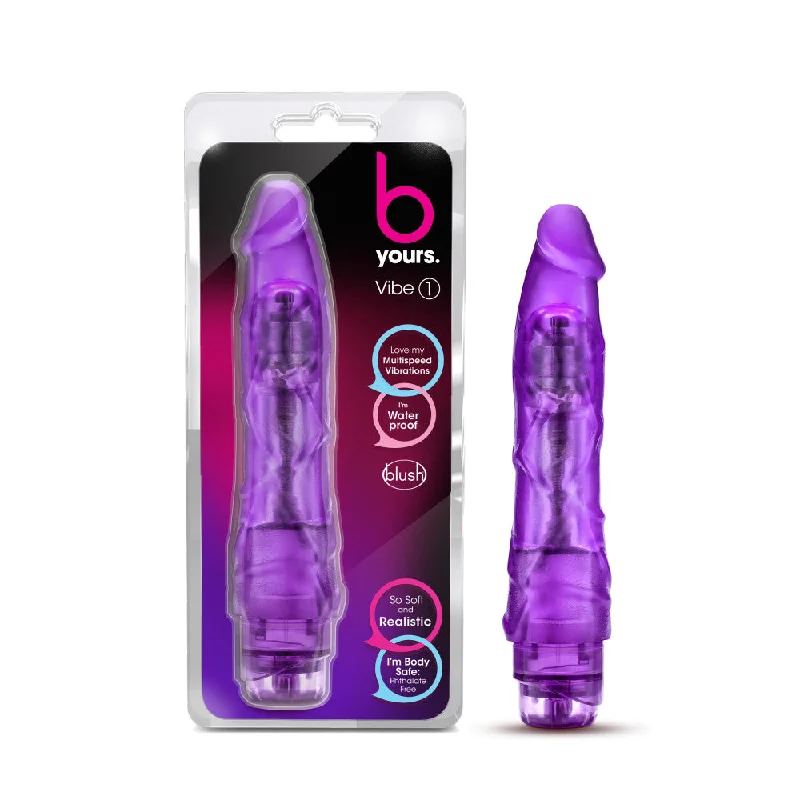 B Yours By Blush® | Vibe #1 Realistic Purple 9-Inch Long Vibrating Dildo