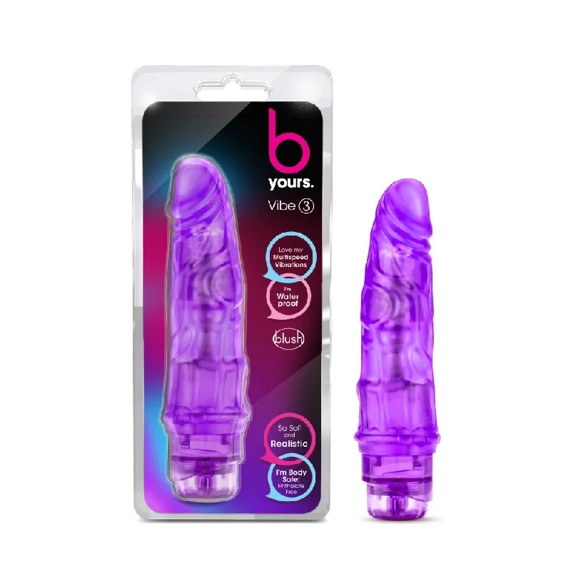 B Yours By Blush® | Vibe #3 Realistic Purple 7.25-Inch Long Vibrating Dildo