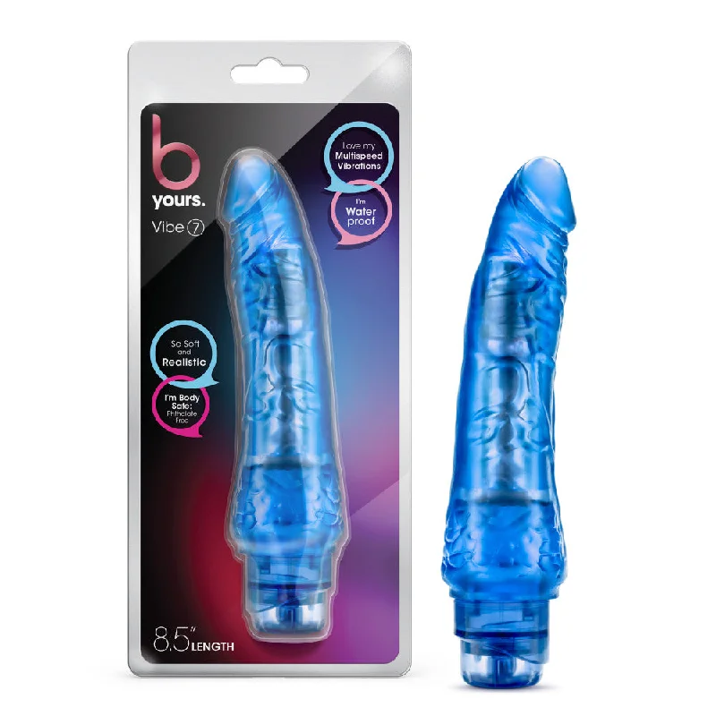 B Yours By Blush® | Vibe 7 Realistic Blue 8.5-Inch Long Vibrating Dildo