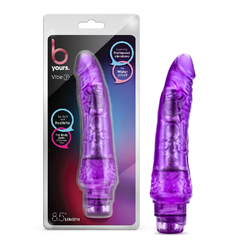 B Yours By Blush® | Vibe 7 Realistic Purple 8.5-Inch Long Vibrating Dildo