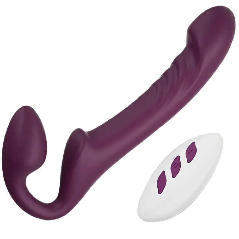 Bliss Rotating Head Remote Control Strapless Strap On - Maroon