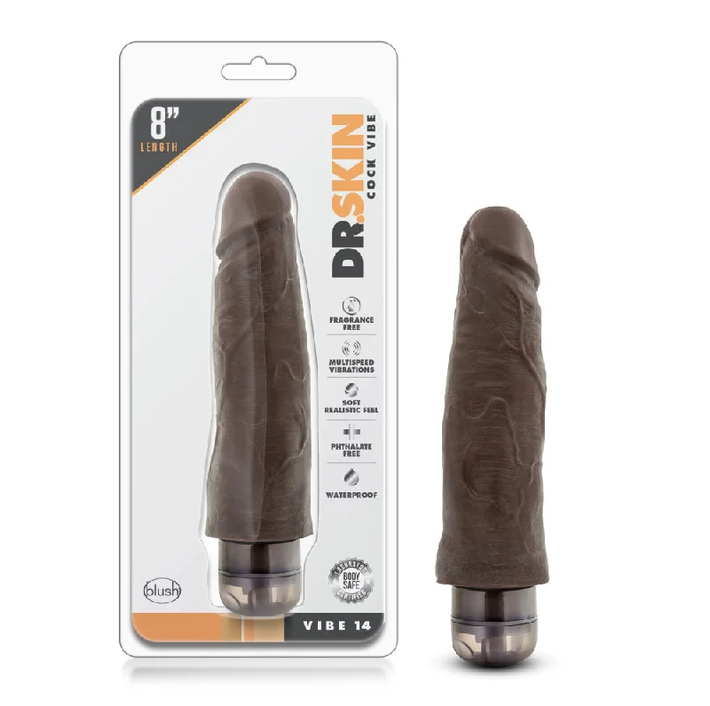 Dr. Skin By Blush® | Cock Vibe 14 Realistic Chocolate 8.25-Inch Long Vibrating Dildo