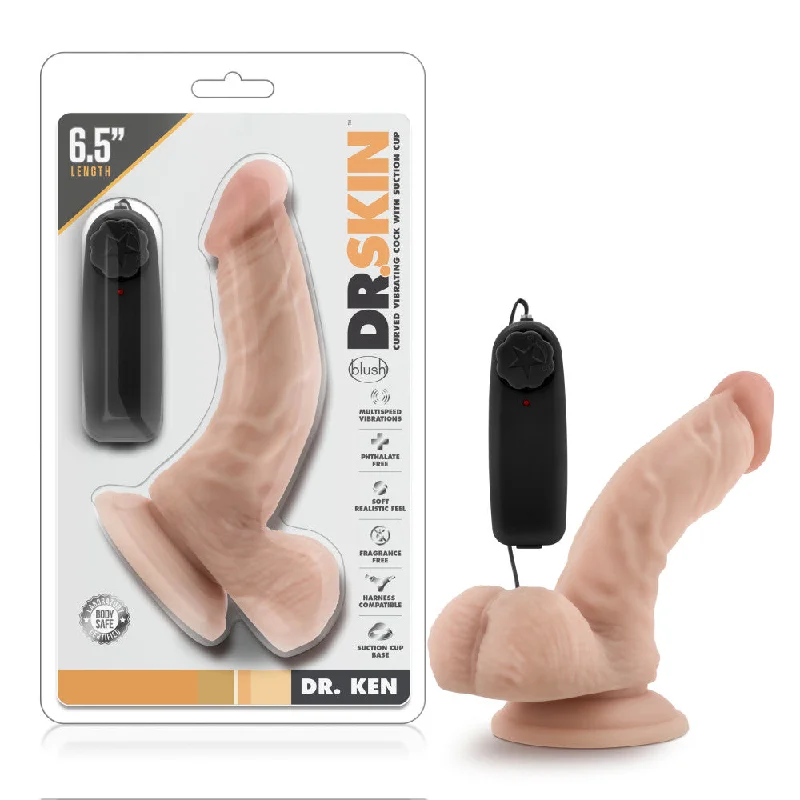 Dr. Skin By Blush® | Dr. Ken Realistic G-Spot Vanilla 6.5-Inch Long Remote Control Vibrating Dildo With Suction Cup Base