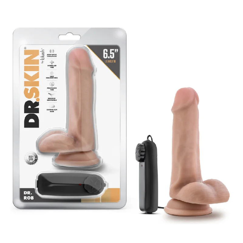 Dr. Skin By Blush® | Dr. Rob Realistic Vanilla 6.5-Inch Long Remote Control Vibrating Dildo With Suction Cup Base