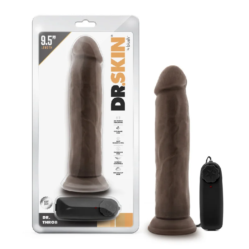 Dr. Skin By Blush® | Dr. Throb Realistic Chocolate 9.5-Inch Long Remote Control Vibrating Dildo