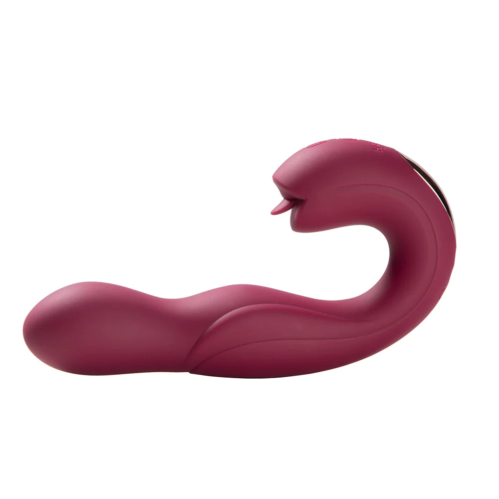 Joi Pro Rotating Head G-Spot & Licking Dual Stimulator - Remote Control - Maroon