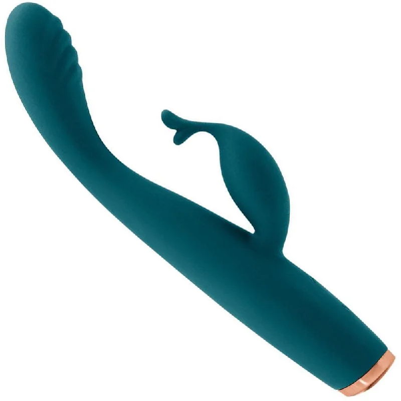 Luxe Skye Silicone Rechargeable Slim Rabbit Vibrator - Teal