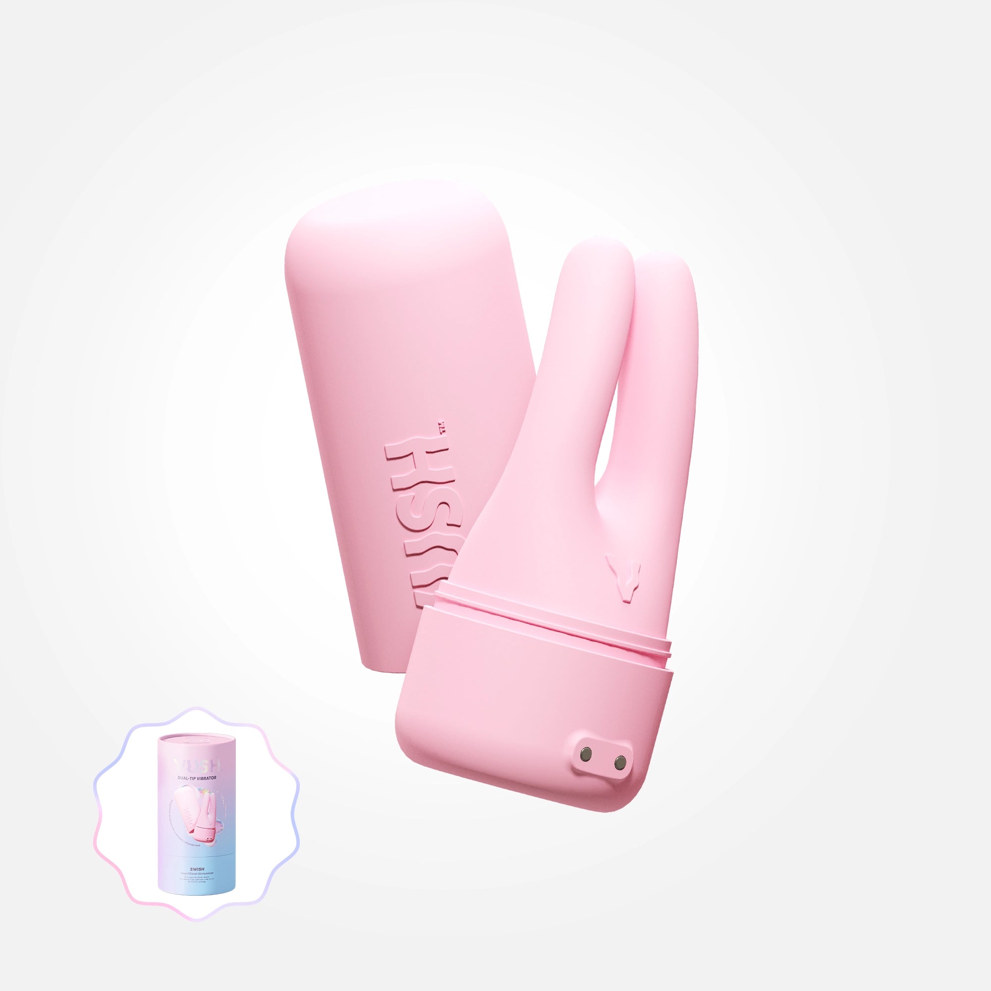 Swish - Compact + Rechargable Pink Dual Tip Vibrator with Travel Case