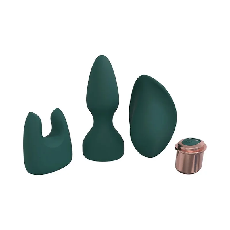 Ultimate Kit Interchangeable 10 Speed Silicone Vibrator Kit - Forest Green