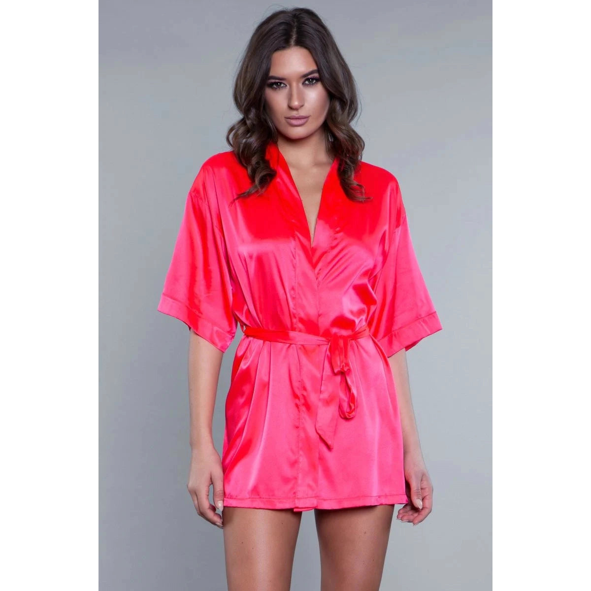 BeWicked Hot Pink Satin Robe - Queen