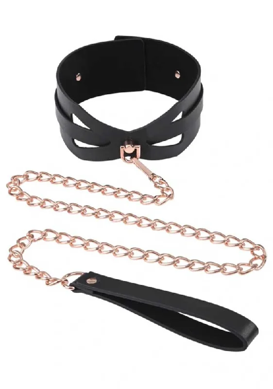 Brat Collar and Leash - Black / Rose Gold