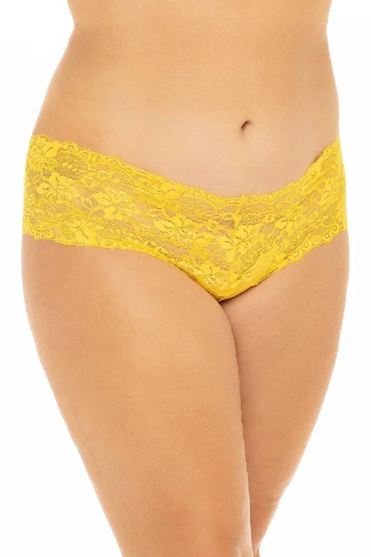 Plus Size Lace Crotchless Boyshort