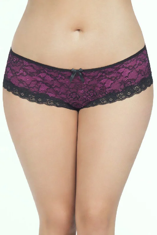 Plus Size Lace Overlay Cage Panty