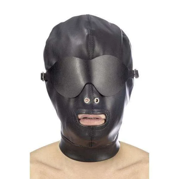 BDSM Hood in Leatherette with Removable Mask