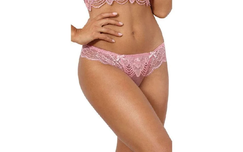 Floral Lace Brazilian G-String Pink