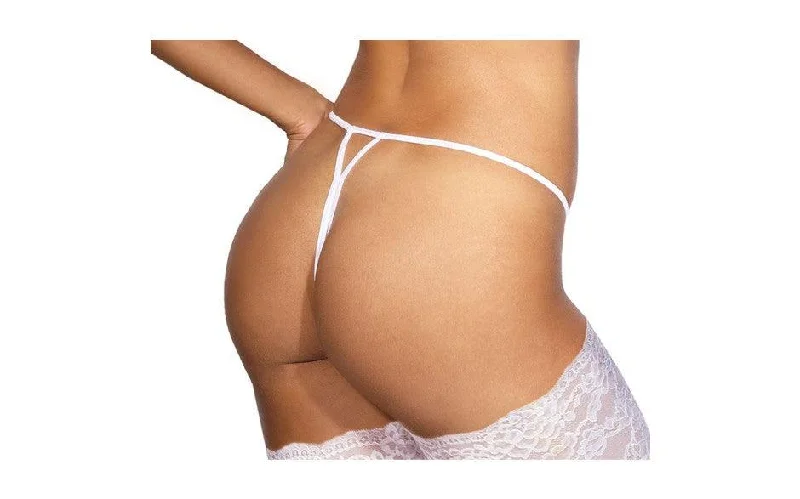 Lace Open Front G-String White