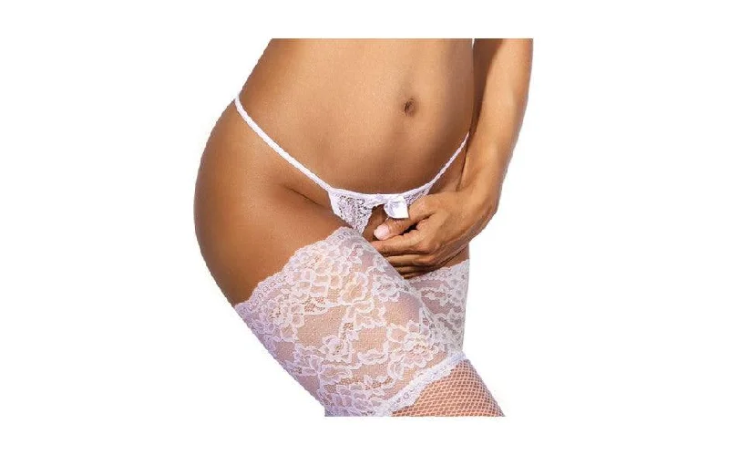 Lace Open Front G-String White