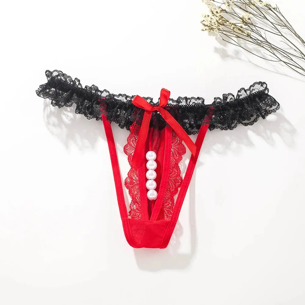 Crotchless Panties Transparent G-string Beads Underwear