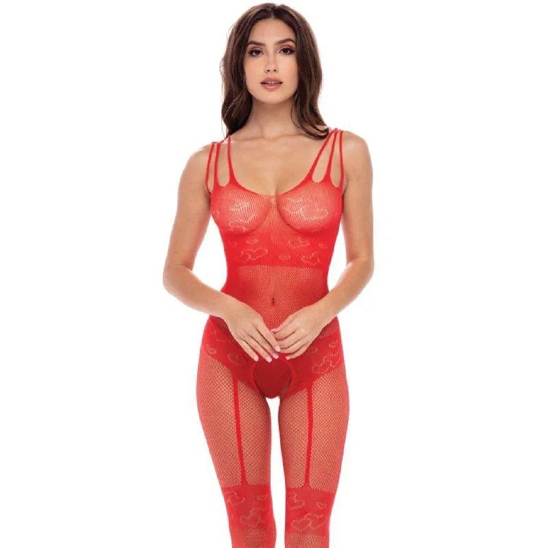 All Heart Crotchless Bodystocking Red