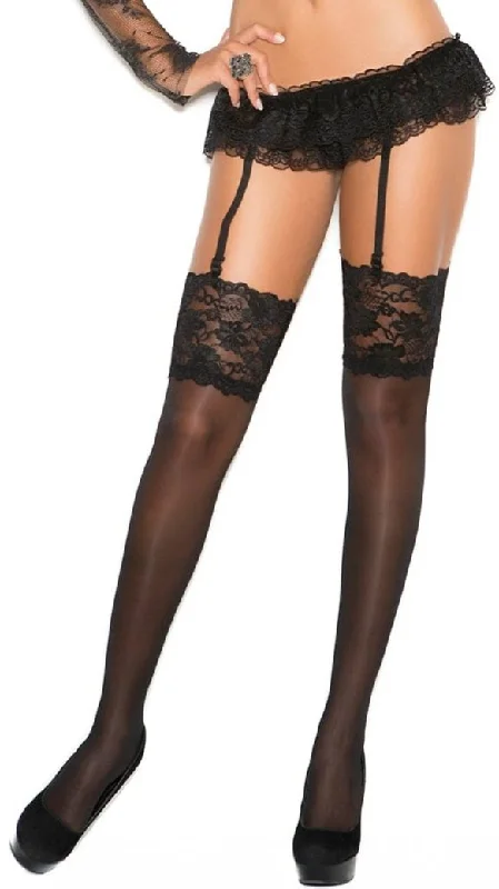 Black Lace Thigh Hi With 5 Inch Top