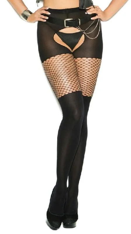 Crotchless Plus Size Pantyhose with Thigh Detail