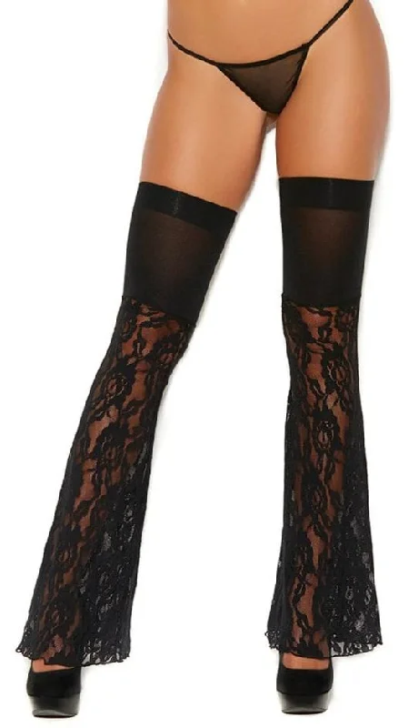 Flared Lace and Opaque Footless Leggings