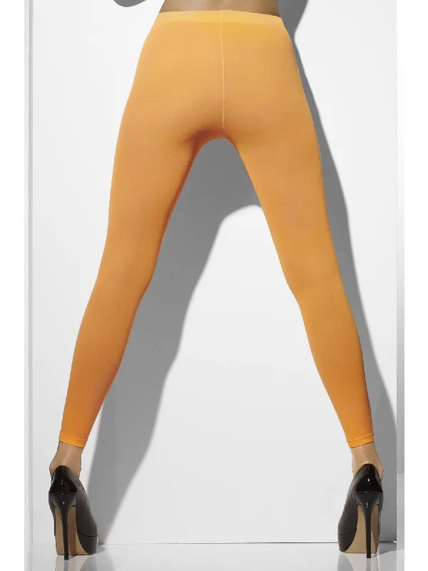 Opaque Footless Tights, Neon Orange