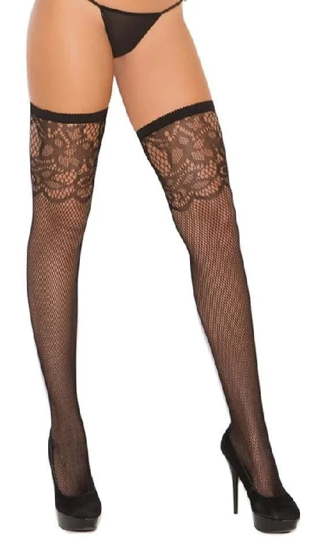 Plus Size Fishnet Thigh Hi with Scroll Lace Top