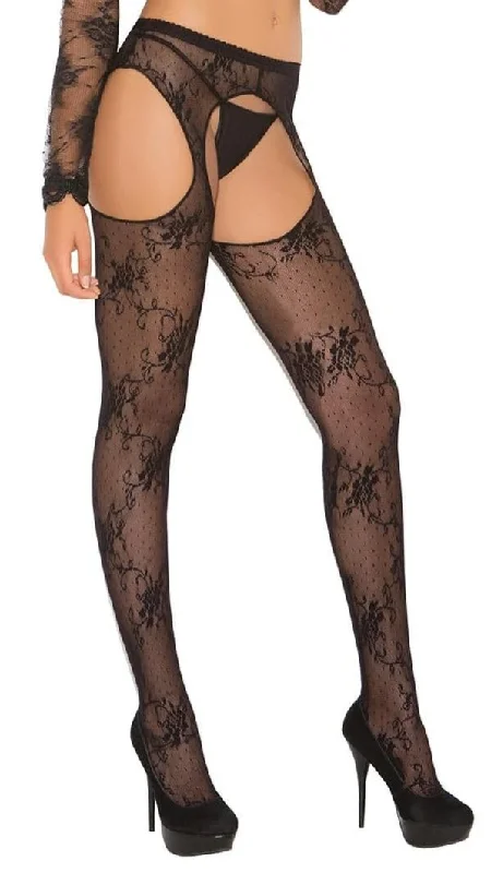 Plus Size Lace Suspender Pantyhose