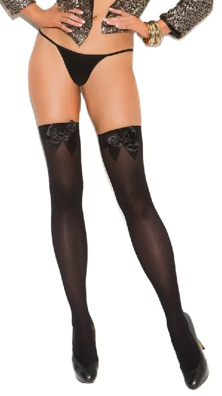 Plus Size Opaque Thigh Highs with Satin Bow