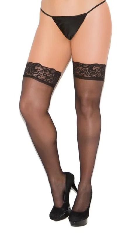 Plus Size Sheer Lace Top Thigh Highs in Colors