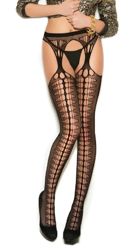 Sexy Black Crochet Suspender Pantyhose