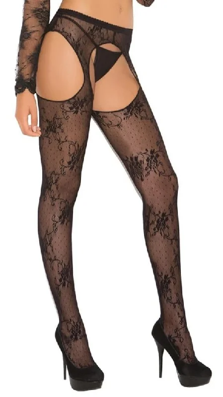 Sexy Black Lace Suspender Pantyhose