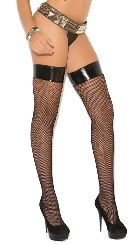 Sexy Fishnet Thigh Highs with Vinyl Top