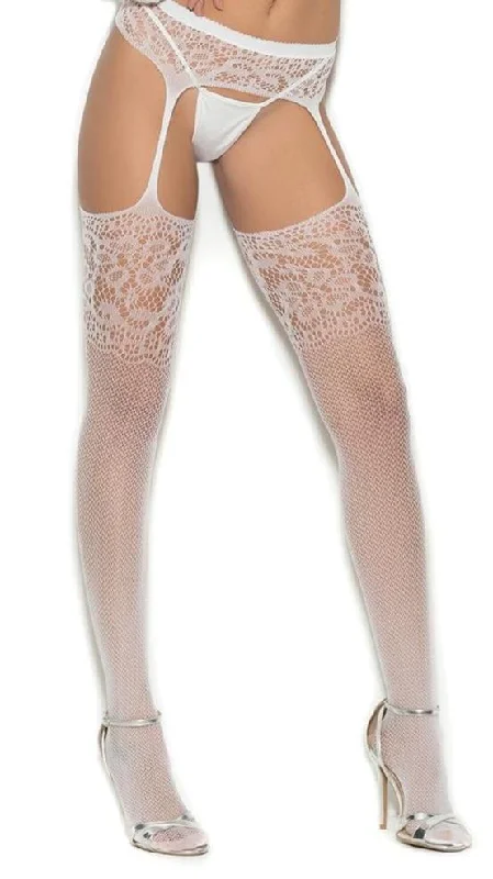 Sexy White Crochet Suspender Pantyhose